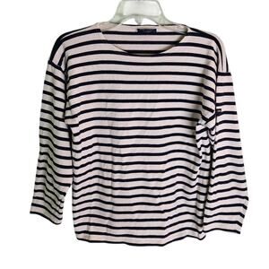 Saint James Boys Cream & Navy Striped Shirt 16 Years ~ Nautical Casual French